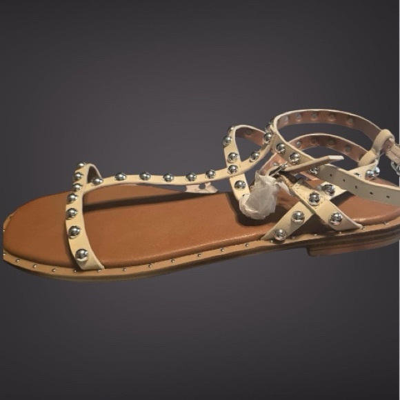Shoes - Studded Cream Sandals